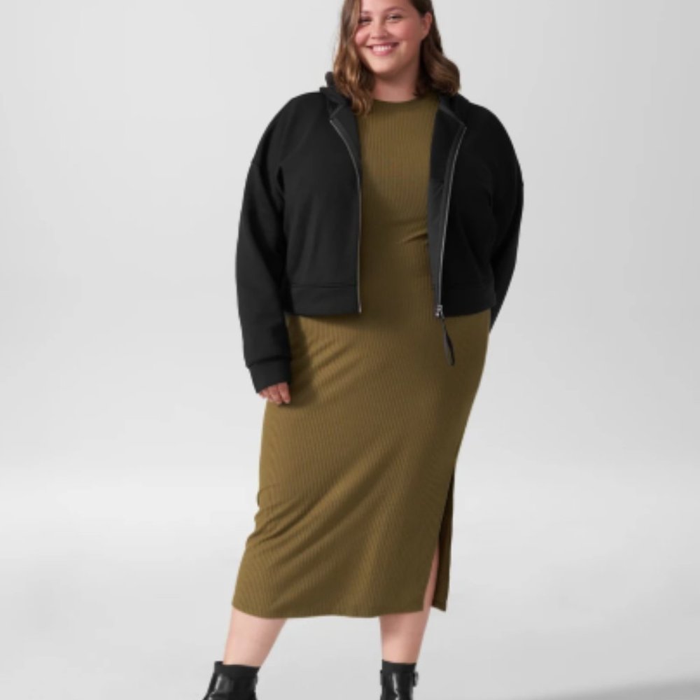 NWT Universal Standard Lexi Rib Maxi Dress L Olive - Picture 2 of 4